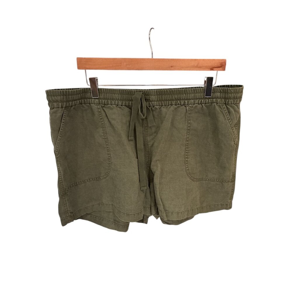 Point Sur Womens Olive Green Linen Blend Drawstring Shorts XL